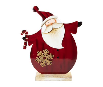 Santa Holding Candy Cane Wood Tabletop Decor