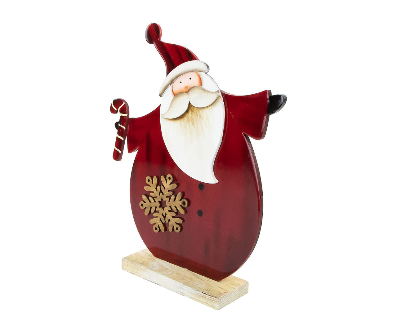 Santa Holding Candy Cane Wood Tabletop Decor