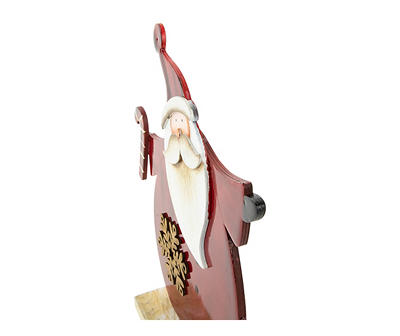 Santa Holding Candy Cane Wood Tabletop Decor