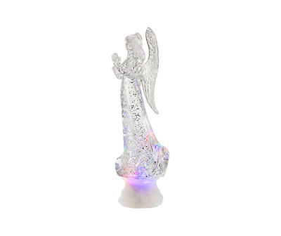 11" Icy Crystal Angel LED Glitter Snow Globe