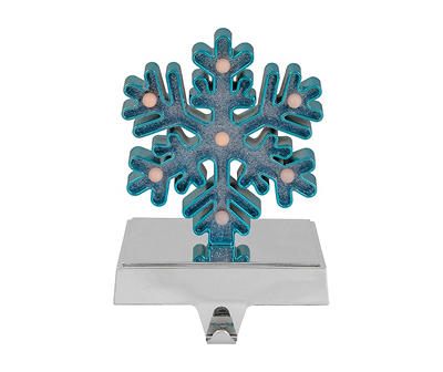 Blue & Silver Snowflake LED Stocking Holder