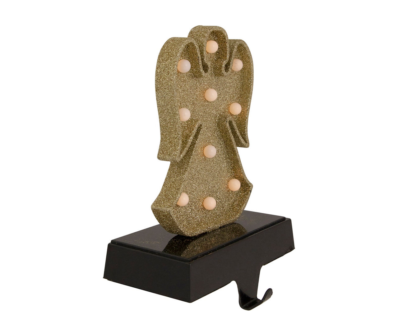 Gold Glitter Angel LED Stocking Holder