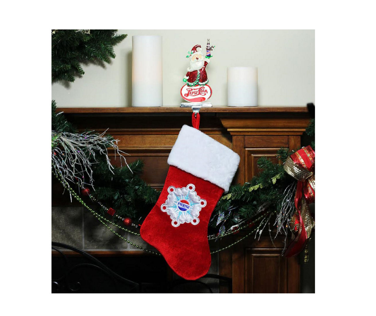 Pepsi-Cola Santa Holding Bottle Stocking Holder