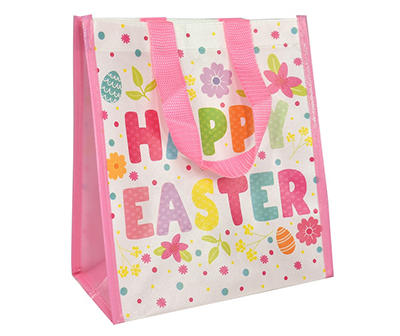 "Happy Easter" Egg & Floral Reusable Tote Bag