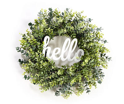 21.5" Eucalyptus & "Hello" Word Wreath