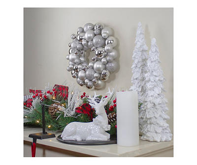 13" Silver Ball Ornament Wreath