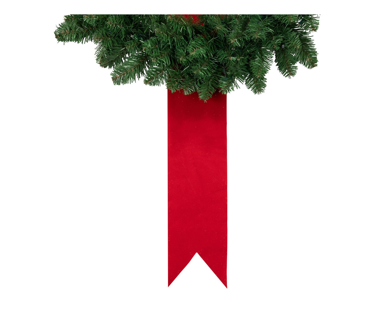 Pine Wreath & Red Ribbon Light-Up Decor