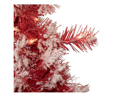 24" Red Flocked Light-Up Wreath