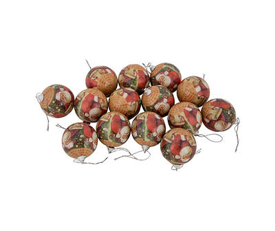 Santa With List Ball Ornaments, 14-Pack