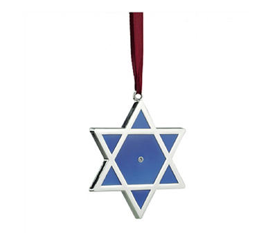 Silver & Blue Star of David Ornament