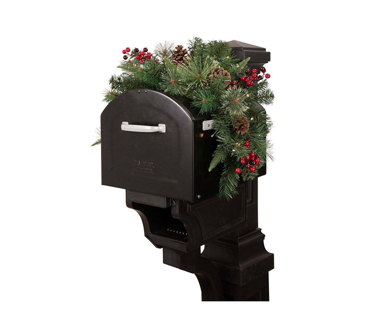 Pinecone & Berry Light-Up Mailbox Swag