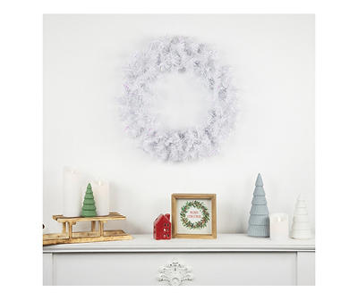 18" White Iridescent Spruce Wreath