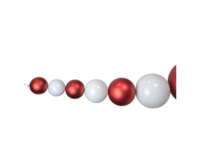 6' Red & White Shiny & Matte Ornament Swag
