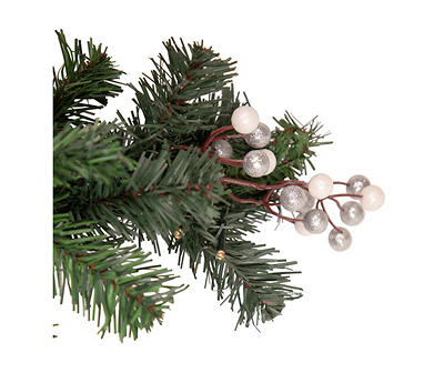 Silver Bell & Green Pine Swag Wall Decor
