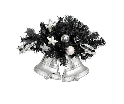 Silver Bell & Black Pine Swag Wall Decor
