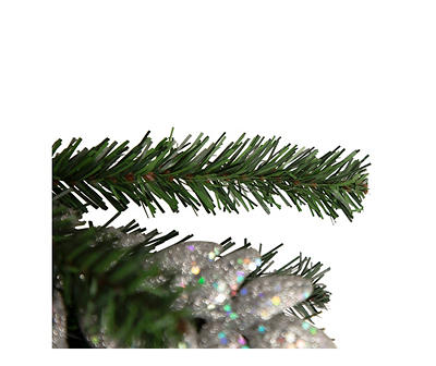 20" Pine, Silver Leaf & Ornaments LED Teardrop Wreath