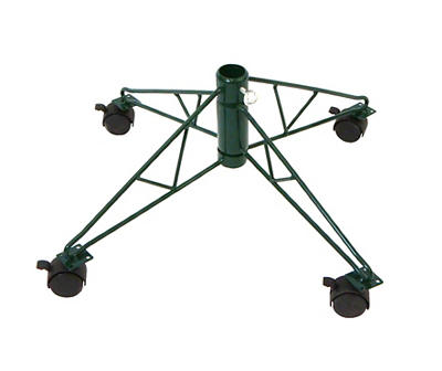 Green Rolling Metal Tree Stand for 6.5' to 7.5' Trees