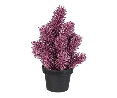 Pink Glitter Pine Branches in Black Plastic Pot