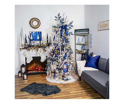 15" Blue & Gold Triangle Metal Tree Tabletop Decor