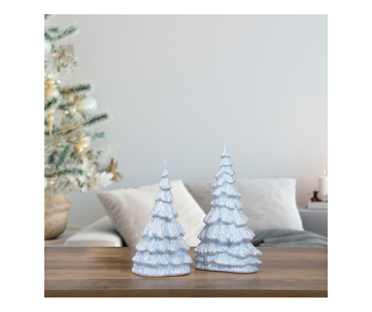 Blue and White Ceramic Trees