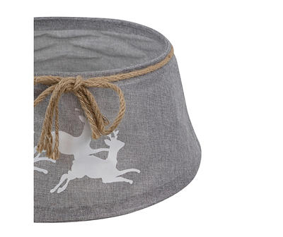 22" Prancing Reindeer & Rope Bow Fabric Tree Collar