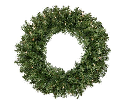 24" Rockwood Pine Light-Up Wreath with Clear Lights