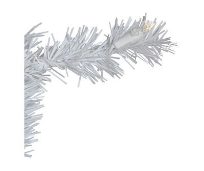 9' White LED Pine Garland with Clear Lights