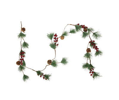 6.5' Pine, Berry & Pinecone LED Twig Garland