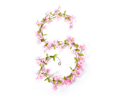5.5' Pink Cherry Blossom & Leaf Garland