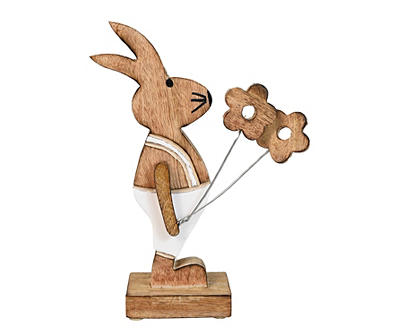 Bunny in Overalls Wood Tabletop Decor