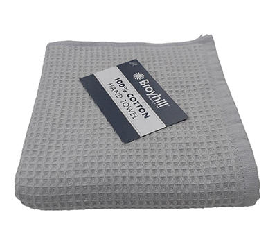 Silver Waffle-Knit Hand Towel