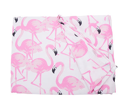 Watercolor Flamingo Fabric Tablecloth, (60" x 84")