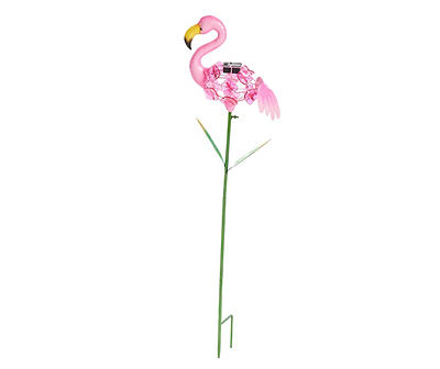 35.4" Flamingo & Flower LED Solar Yard Stake