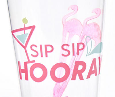 "Sip Sip Hooray" Flamingo Cocktail Shaker, Ice Cube & Stick Set