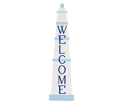 "Welcome" Lighthouse Leaner Decor