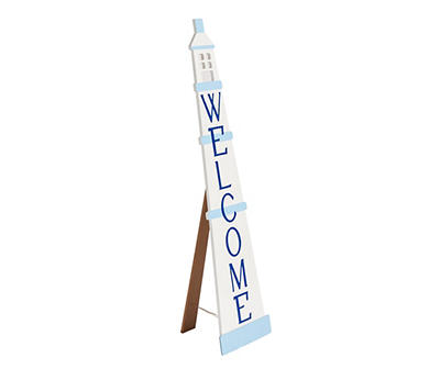 "Welcome" Lighthouse Leaner Decor