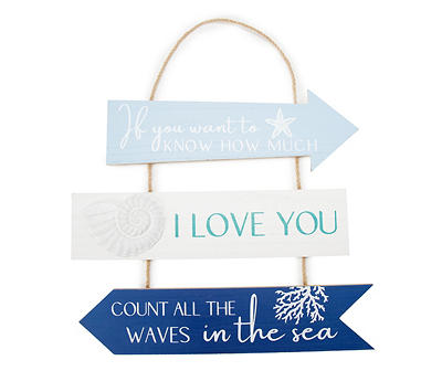 "Count All The Waves" Coastal Arrow Hanging Wall Decor