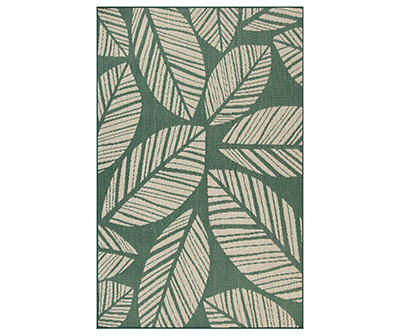 Real Living Green & Beige Leaves Outdoor Area Rug