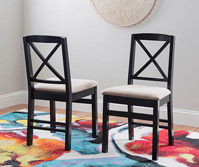 Briana Black X Back Upholstered Dining Chairs, 2-Pack