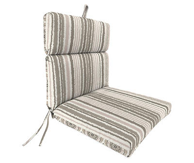 Raeburn Sesame Beige Stripe & Medallion Reversible Outdoor Chair Cushion