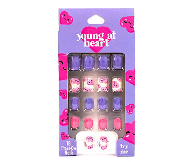Young At Heart Purple & Pink 18-Pc. Press-On Nails Set