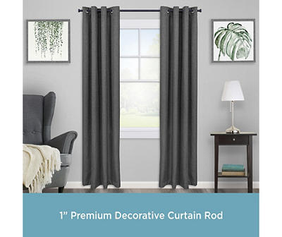 Weaver Black 1" Adjustable Curtain Rod, (28"-48")