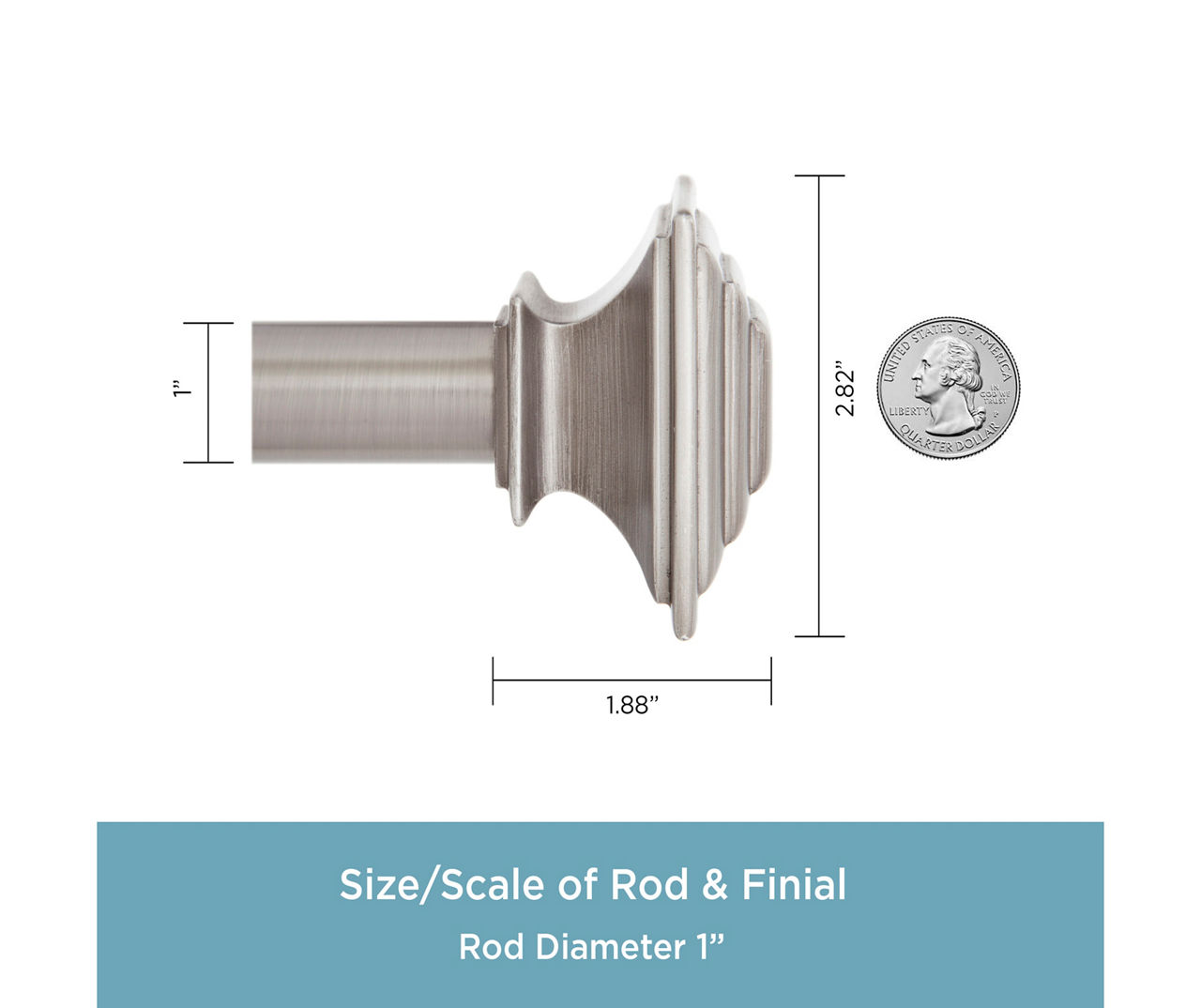 Mission Pewter 1" Adjustable Curtain Rod, (48"-86")