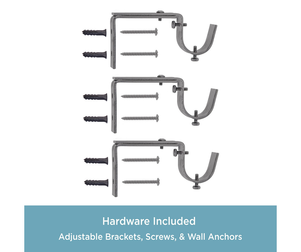 Mission Pewter 1" Adjustable Curtain Rod, (48"-86")