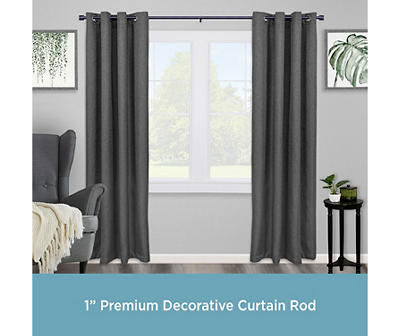 Astrid Black 1" Adjustable Curtain Rod, (66"-120")