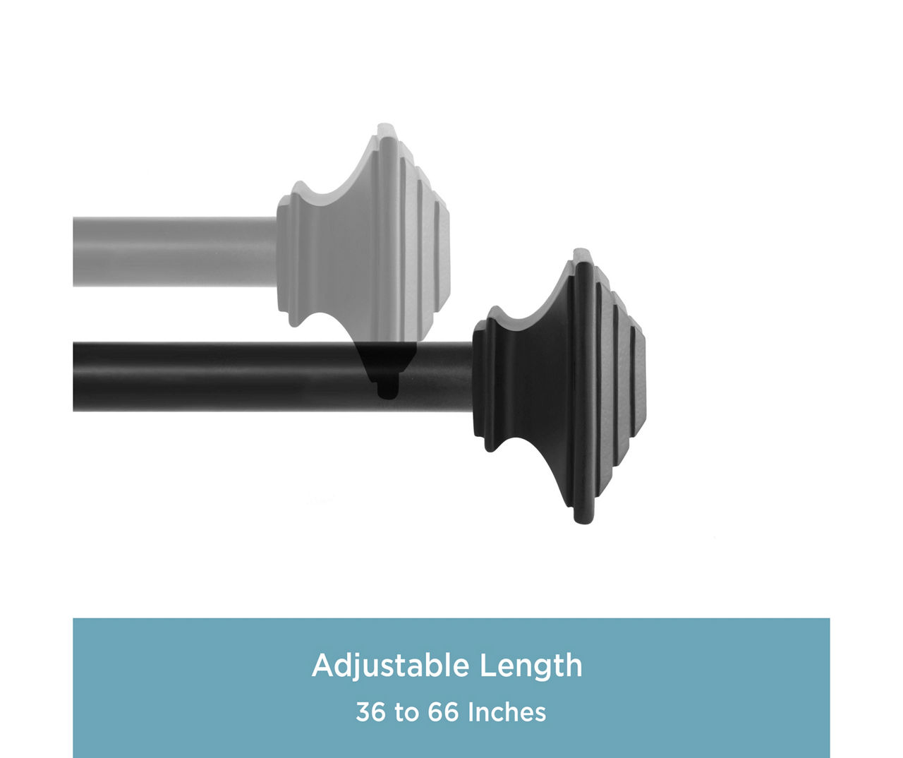 Mission Matte Black 1" Adjustable Curtain Rod, (36"-66")
