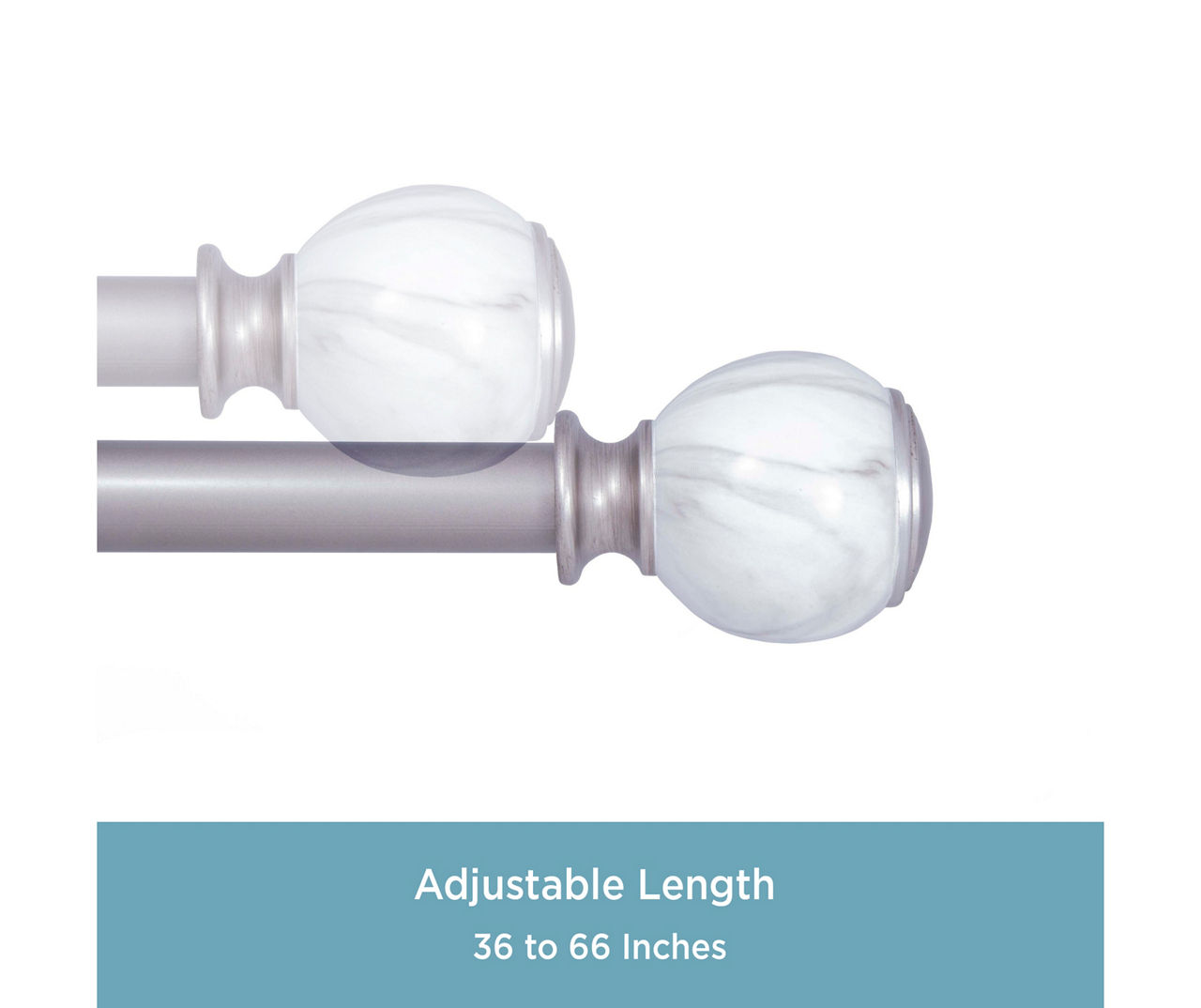Khalessi Pewter 1" Adjustable Curtain Rod, (36"-66")