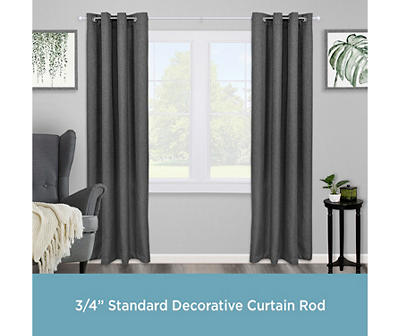 Bryce Satin Nickel 3/4" Adjustable Curtain Rod, (66"-120")
