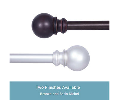 Bryce Satin Nickel 3/4" Adjustable Curtain Rod, (66"-120")