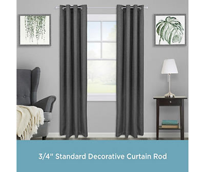 Bryce Satin Nickel 3/4" Adjustable Curtain Rod, (36"-66")